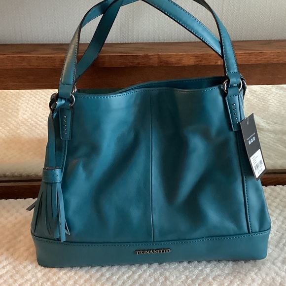 Tignanello Blue Leather Shoulder Bag - Picture 3 of 5